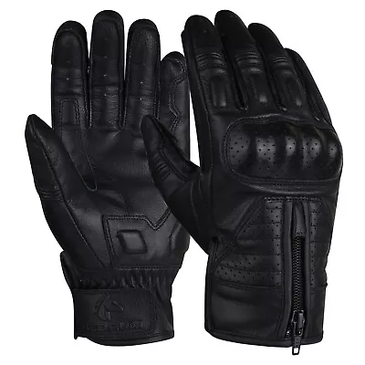 REDRUM Men Real Leather Summer Motorcycle Gloves Zipper Motorbike Quad Bike • $27.36