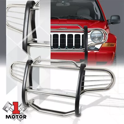 Chrome 1.5  Stainless Steel Grille/Brush/Headlight Guard For 02-07 Jeep Liberty • $271.60