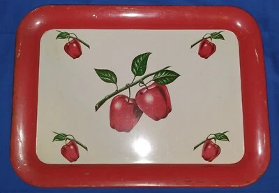 $24 • Buy Antique Decoware Tin Bread Tray With Apples 