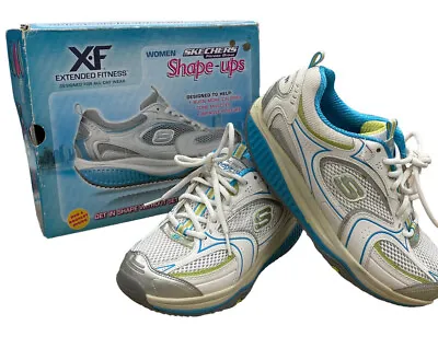 Skechers Shape Ups XF Accelerators Walking Shoes White/Light Blue/Gray US 7.5 • $44.95