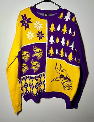 NFL Busy Block Minnesota Vikings Ugly Christmas Sweater Sz 2XL • $39.99