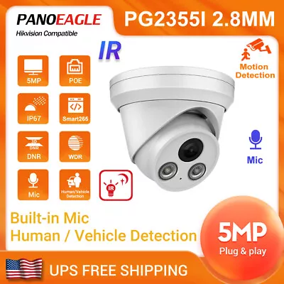 Hikvision Compatible 5MP Mic POE IP Camera Outdoor CCTV Security IR 30m 2.8mm US • $53.11