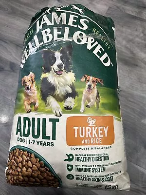 James Wellbeloved Turkey & Rice Adult Dry Dog Food - 15kg Damaged Bag Complete • £43.99