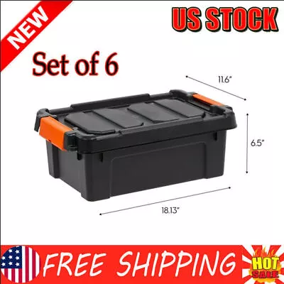 3 Gallon Plastic Storage Box Shop Storage Container Bin Lid 6 Pack Heavy Duty US • $70.86