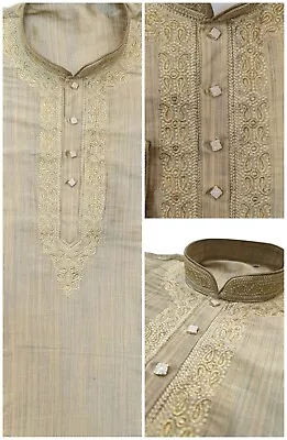 Mens Kurta Pyjama Bollywood Wear With Fancy Embroidery/ Size 36 / Small • £39.99