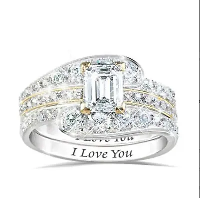 $11.30 • Buy AU Women's Trend Simulated Diamond Ring Micro Set Zircon Trio Engagement Rings