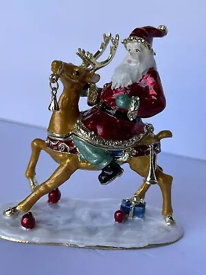 Ciel Collectables Santa Clause Sitting On Reindeer Trinket Box. 1014288 • $52.50