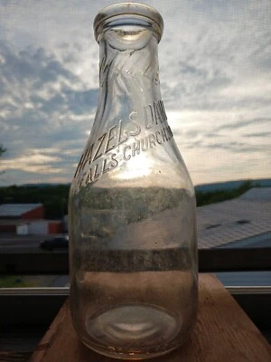 $9.95 • Buy HAZELS DAIRY Falls Church Virginia Va Quart Milk Bottle 