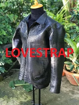 Black 100% Real Body OstrichCrocodile Leather SkinCustomize JacketMen Jacket • $4000