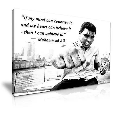 Muhammad Ali Boxing Sports Quote Canvas Wall Art Picture Print 76cmx50cm • £30.99