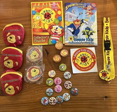 Beanie Kids 2 Collector’s Guides Badges Balls Frisbees • $24.65