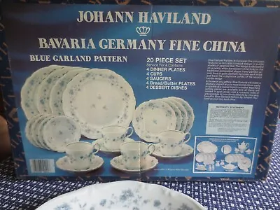 Vintage 20 Pc. HAVILAND BLUE GARLAND China DINNERWARE In Original Box - Germany • $99