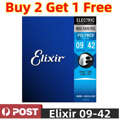 Elixir 12000 Electric Guitar Strings Polyweb Super Light 9-42 E-PW-SL • $10.99