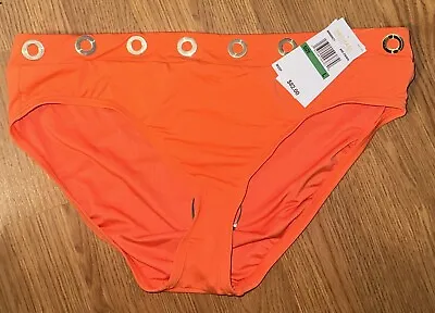 Michael Kors ZINNIA ORANGE Grommet Bikini Swim Bottom US Large $82. NWT • $39.99