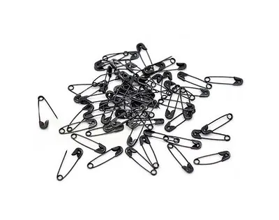 50 X Black Colour Safety Pins Small 20mm 2cm Clothing Clothes Cards • £2.79