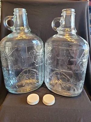 Vintage Rare Embossed Half Gallon Little Amana Glass Wine Jug(2) With Lids • $49.75