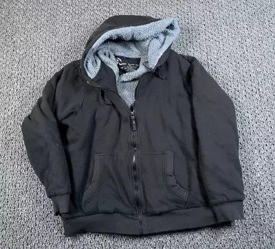Sherpa Lined Zip Hoodie Adult Medium Black Gray Sweatshirt Heavyweight • $24