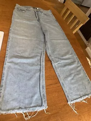 £9.99 • Buy Mint Velvet Straight Leg High Waist Blue Denim Jeans Size 12 VGC Relaxed Fit
