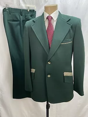 Vintage Manstyle 2 Piece Men's Suit Green Size 38r Flat Front Pants 33 X 30 • $199.99
