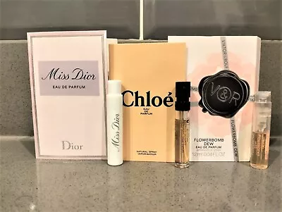 £6.60 • Buy 3 X Ladies Perfume Samples Miss Dior, Chloe & V&R Flowerbomb Dew EDP Samples