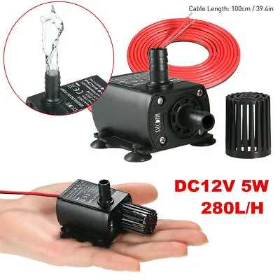 Hot DC 12V 280L/H 5W Brushless Submersible Water Pump Aquarium Pond Fish Tank UK • £6.69