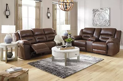 $1395 • Buy Ashley Furniture Stoneland Chocolate Reclining Sofa And Loveseat Living Room Set
