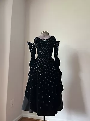 1940’s Homemade Velvet Sequined Dress Strapless Witchy Goth Gown Costume • $400