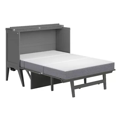 Northampton Solid Wood Frame Full Size Murphy Bed Desk With Mattress In Gray • $1389.67