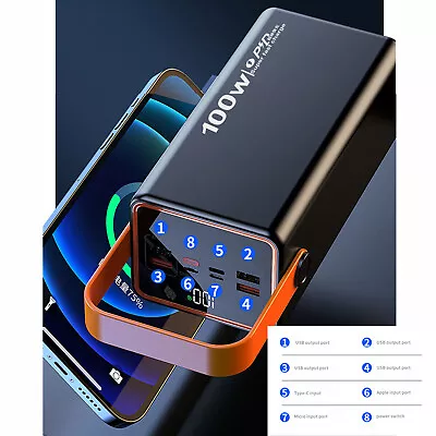 $128.88 • Buy 100W 100000mAh Soalr Power Generator Camping 5 SB Fast Charge Backup Power Bank