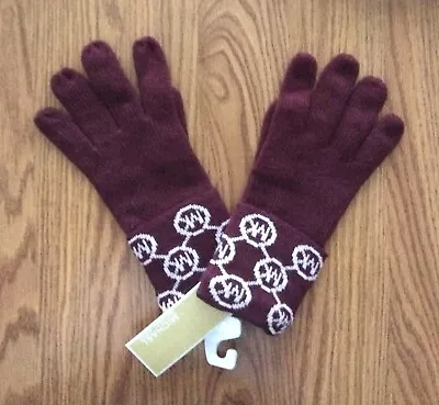 Michael Kors Women's Jet Set Logo Cuff Knit Gloves - Burgundy (One Size) NWT • $26.99