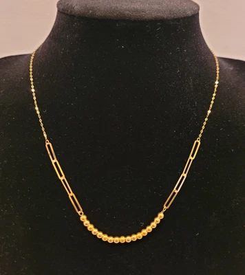 $98.99 • Buy 18k Real Saudi Gold Paperclip Bubble Center Necklace