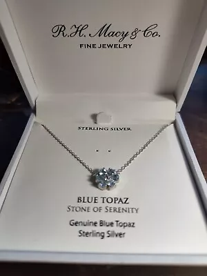 R.H. Macy & Co Fine Jewelry 925 Silver Blue Topaz Necklace NEW • $8.99