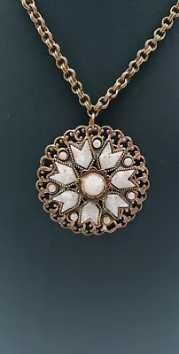 Vintage Rose Copper Confetti Lucite Starburst Necklace 16  • $17