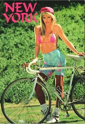 New York Girl Postcard Risque Blonde Bikini Bike Raleigh Bicycle 80's 90's  • $9.62