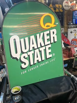 Vintage Quaker State Motor Oil Gas Station Sign Double Sided Tombstone • $190