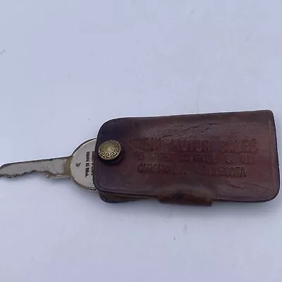 Vintage Leather Key Holder Salvi Motor Sales Mercury Lincoln Head Emblem Cut Key • $12.99