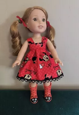 DRESS~Red Minnie Mouse Print~handmade For Willa Or Any WellieWisher/GlitterGirl • $13