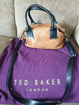 Ted Baker Tan Brown Leather Cross Body Tote Bag Shoulder Bag • £25