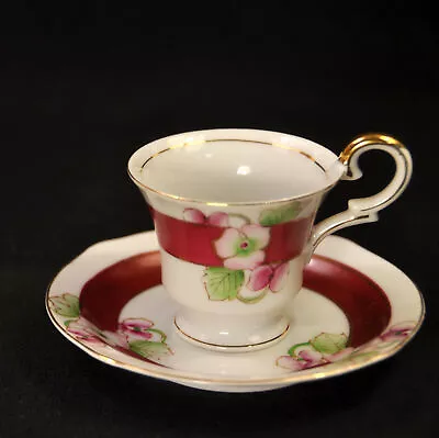 UCAGCO Demitasse Cup & Saucer Occupied Japan HandPainted Floral W/Gold 1946-1952 • $34.98
