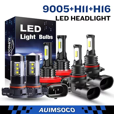 For GMC Sierra 1500 2500 3500 2007-2013 White LED Headlights+Fog Light Bulbs Kit • $38.99