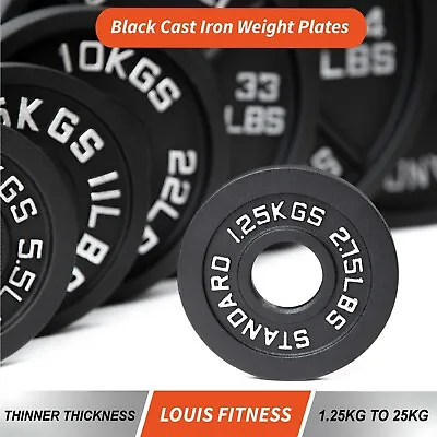 $22.50 • Buy 2.5KG Olympic Black Cast Iron Weight Plates Gym Thinner Thickness Home Gym 