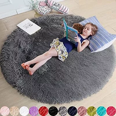  Round Area Rugs For Living Room 7x7 Rug Soft Thick Large 7x7 Feet Grey • $87.35