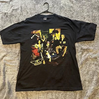 Vintage 90s 1997 Aerosmith Nine Lives T-Shirt XL Rock Concert Tour Black Giant • $55