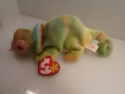 TY Beanie Baby  Rainbow The Chameleon  Tie-dye & Tongue 1997 Retired PE Pellets • $9.99