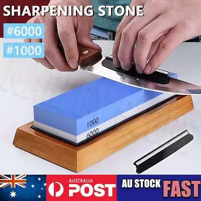 Dual Whetstone Knife Sharpening Stone 1000/6000 Grit Water Wet Stone Sharpener • $14.35