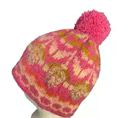 French Knot By Lindsay Mason Hand Crafted In Nepal Wool Hat Pink Fleece Line NWT • £48.20