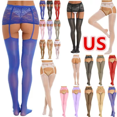 US Women Glossy Thigh-High Stockings Tights Suspender Pantyhose Sexy Stockings • $3.43