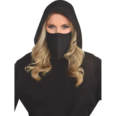 Black Ninja Mask Adult Face Mask Assasin Costume Accessory • $9.99