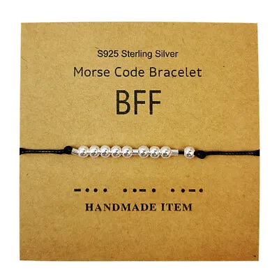 Bracelet Beach Jewellery Beaded Silver Morse Code BFF Love Hope Cord Gift • £3.49