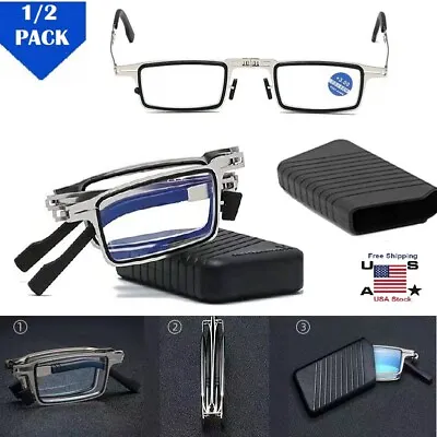 $7.82 • Buy 2 × Foldable Reading Glasses Portable Anti-blue Glasses Ultra-light Travel USA